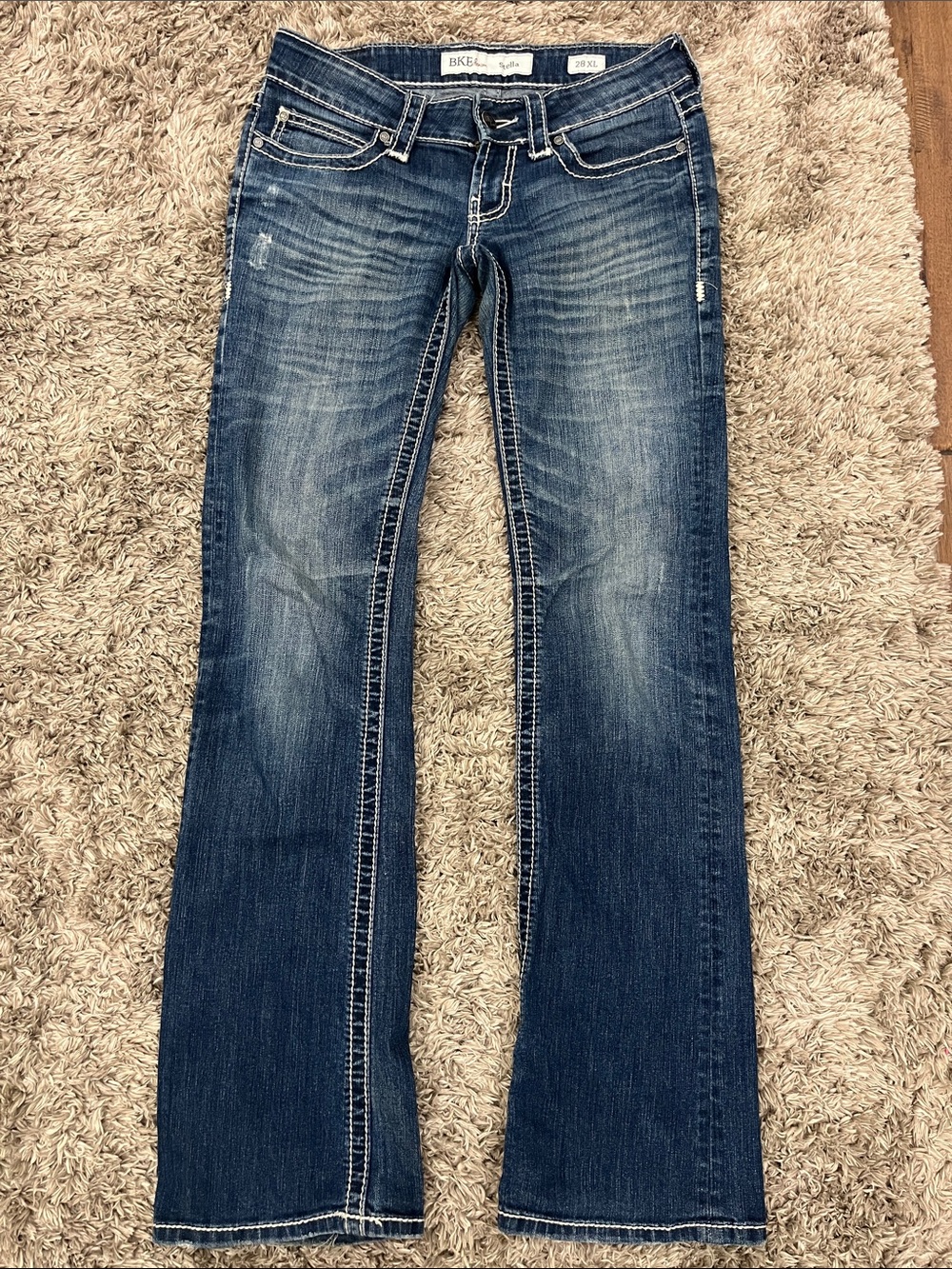 BKE Women's “Stella” Bootcut Jeans in Medium Blue Wash.  28xl